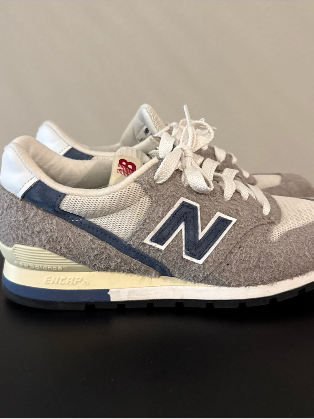 New Balance 996 Grey Day Blue White Made in USA U996TE Running Shoes Size 7.5